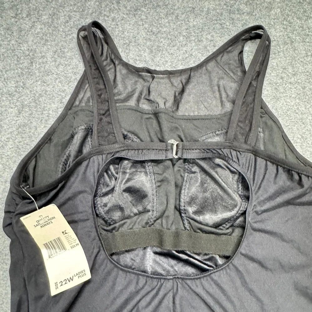 Vintage Basic Editions Black Swimsuit,‎ Size 22W, One Piece Mesh Top Daisies NEW